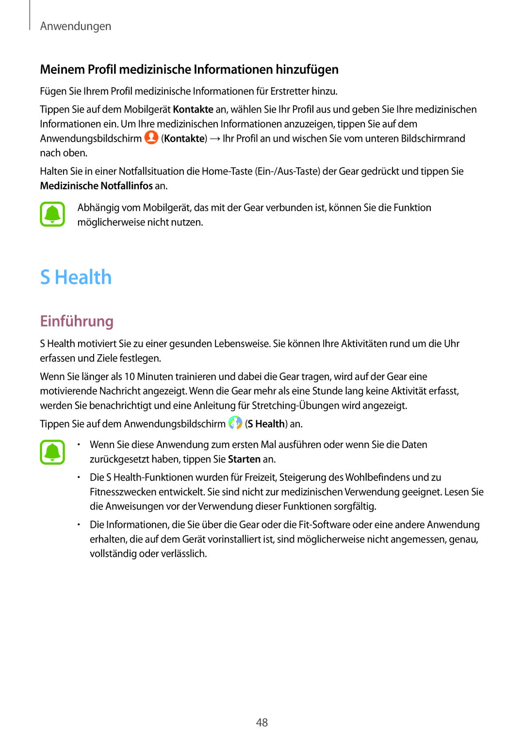 Samsung SM-R770NZSADBT, SM-R760NDAADBT manual Health, Meinem Profil medizinische Informationen hinzufügen 