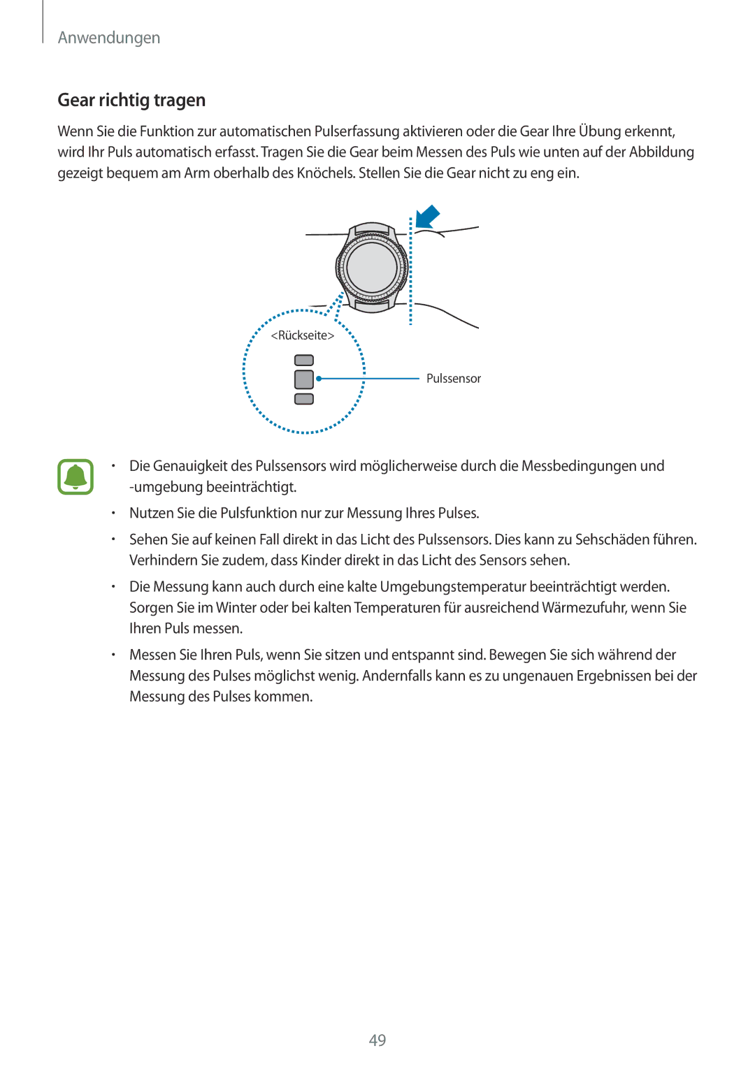 Samsung SM-R760NDAADBT, SM-R770NZSADBT manual Gear richtig tragen 