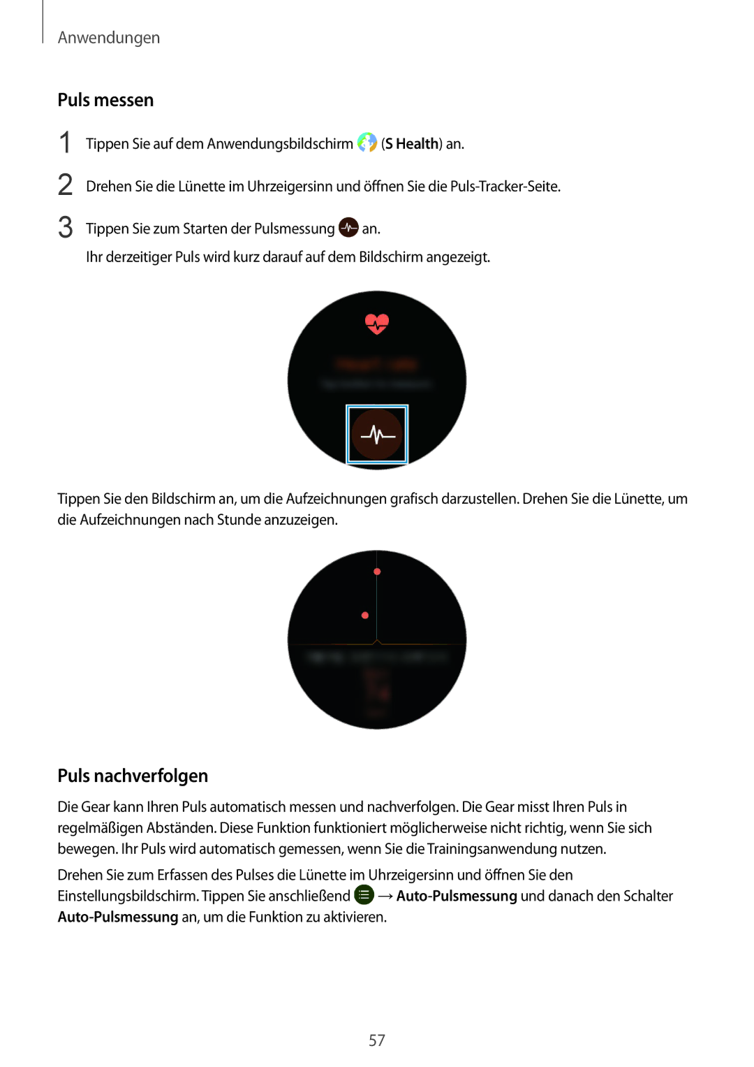 Samsung SM-R760NDAADBT, SM-R770NZSADBT manual Puls messen, Puls nachverfolgen 
