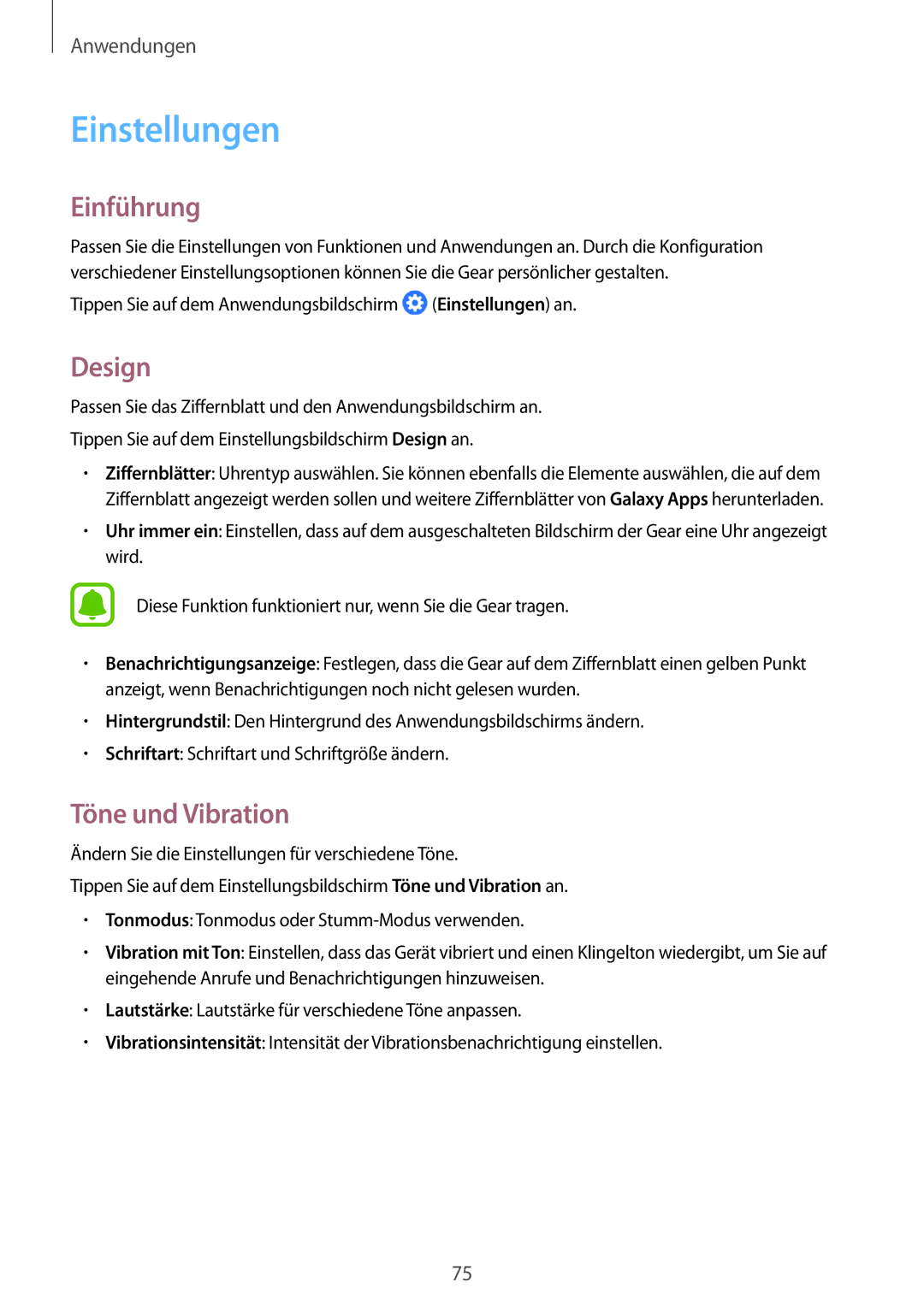 Samsung SM-R760NDAADBT, SM-R770NZSADBT manual Einstellungen, Design, Töne und Vibration 