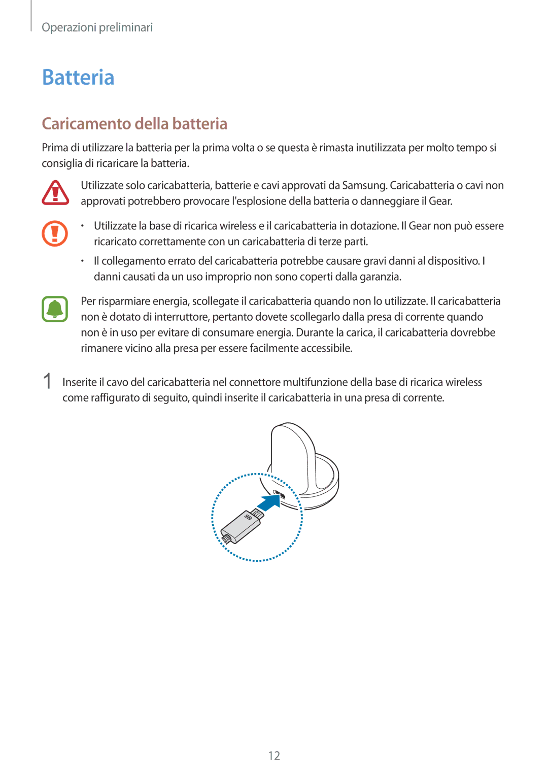 Samsung SM-R770NZSAITV, SM-R760NDAAITV manual Batteria, Caricamento della batteria 