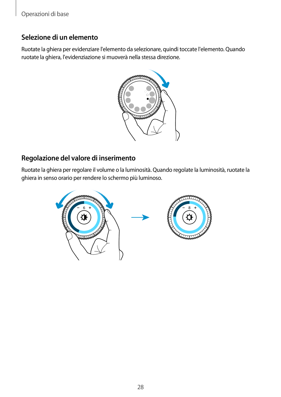 Samsung SM-R770NZSAITV, SM-R760NDAAITV manual Selezione di un elemento, Regolazione del valore di inserimento 