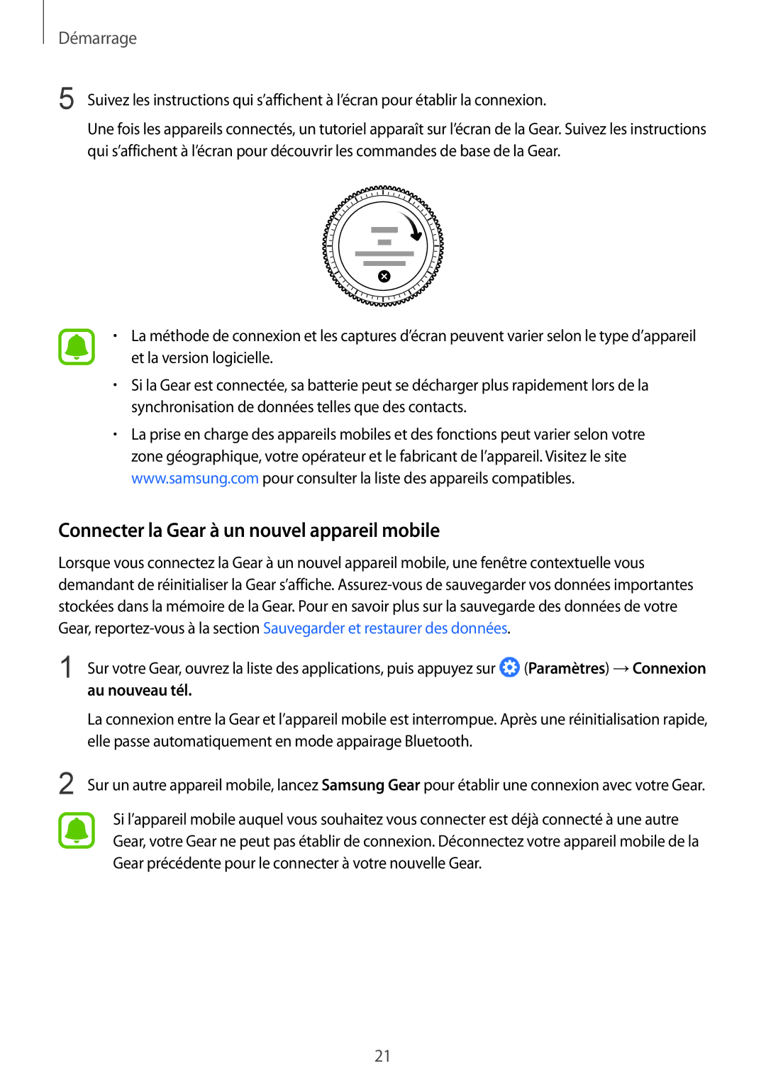 Samsung SM-R760NDAAXEF, SM-R770NZSAXEF manual Connecter la Gear à un nouvel appareil mobile, Au nouveau tél 