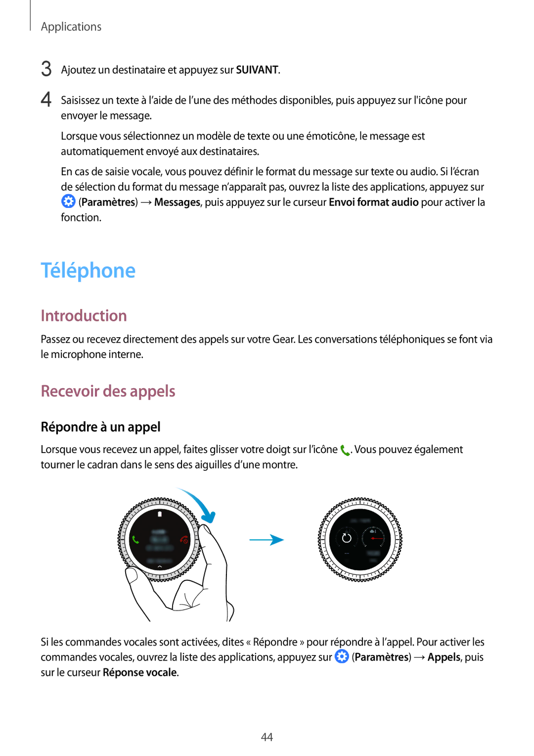 Samsung SM-R770NZSAXEF, SM-R760NDAAXEF manual Téléphone, Recevoir des appels, Répondre à un appel 