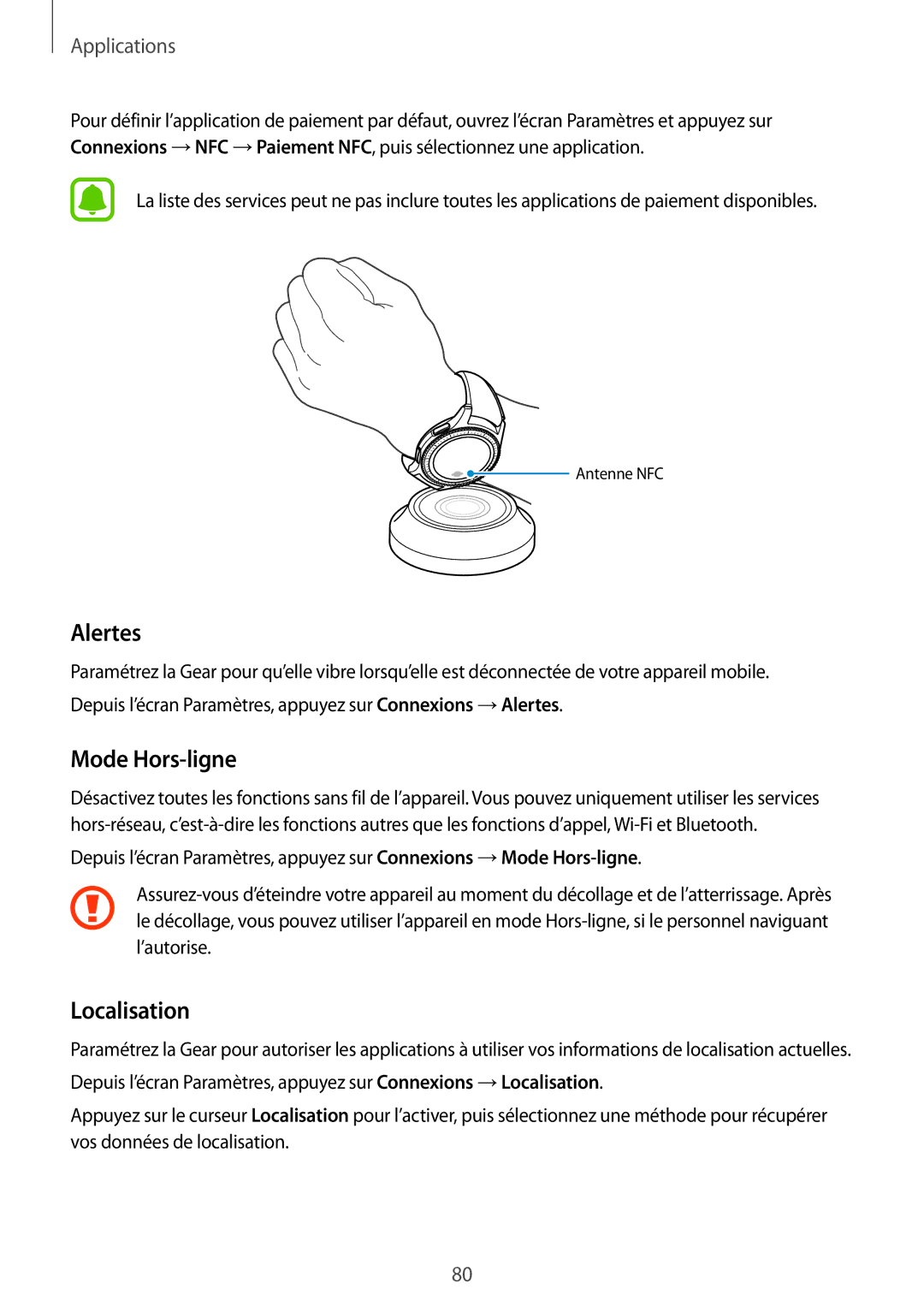 Samsung SM-R770NZSAXEF, SM-R760NDAAXEF manual Alertes, Localisation 