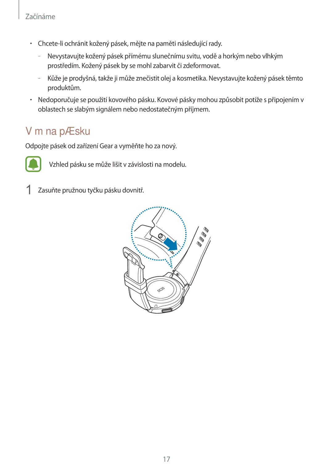 Samsung SM-R760NDAAXEZ, SM-R770NZSAXEZ manual Výměna pásku 