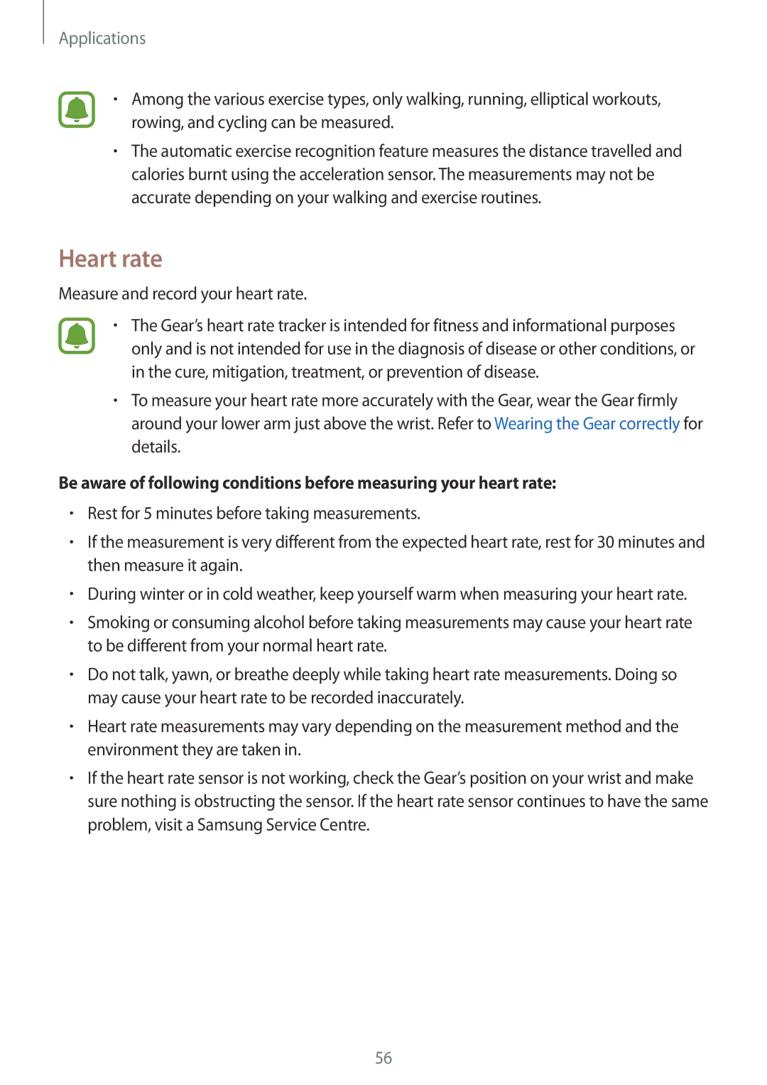 Samsung SM-R770NZSAXJP, SM-R770NZSAKSA, SM-R770NZSAXXV, SM-R770NZSAILO manual Heart rate, Measure and record your heart rate 