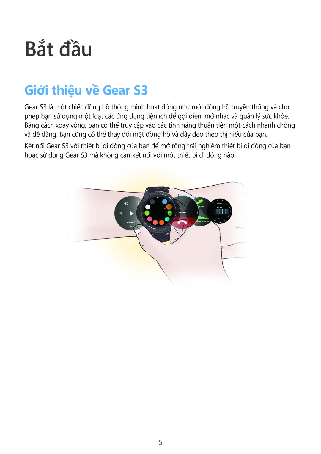 Samsung SM-R770NZSAXXV manual Bắt đầu, Giới thiệu về Gear S3 