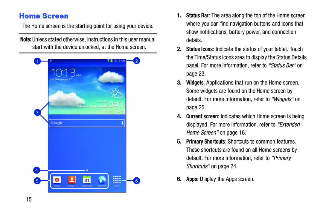 Samsung SM-T110NYKAXAR, SM/T110NYKAX, SMT110NYKAXAR, SMT110NDWAXAR user manual Home Screen, Apps Display the Apps screen 