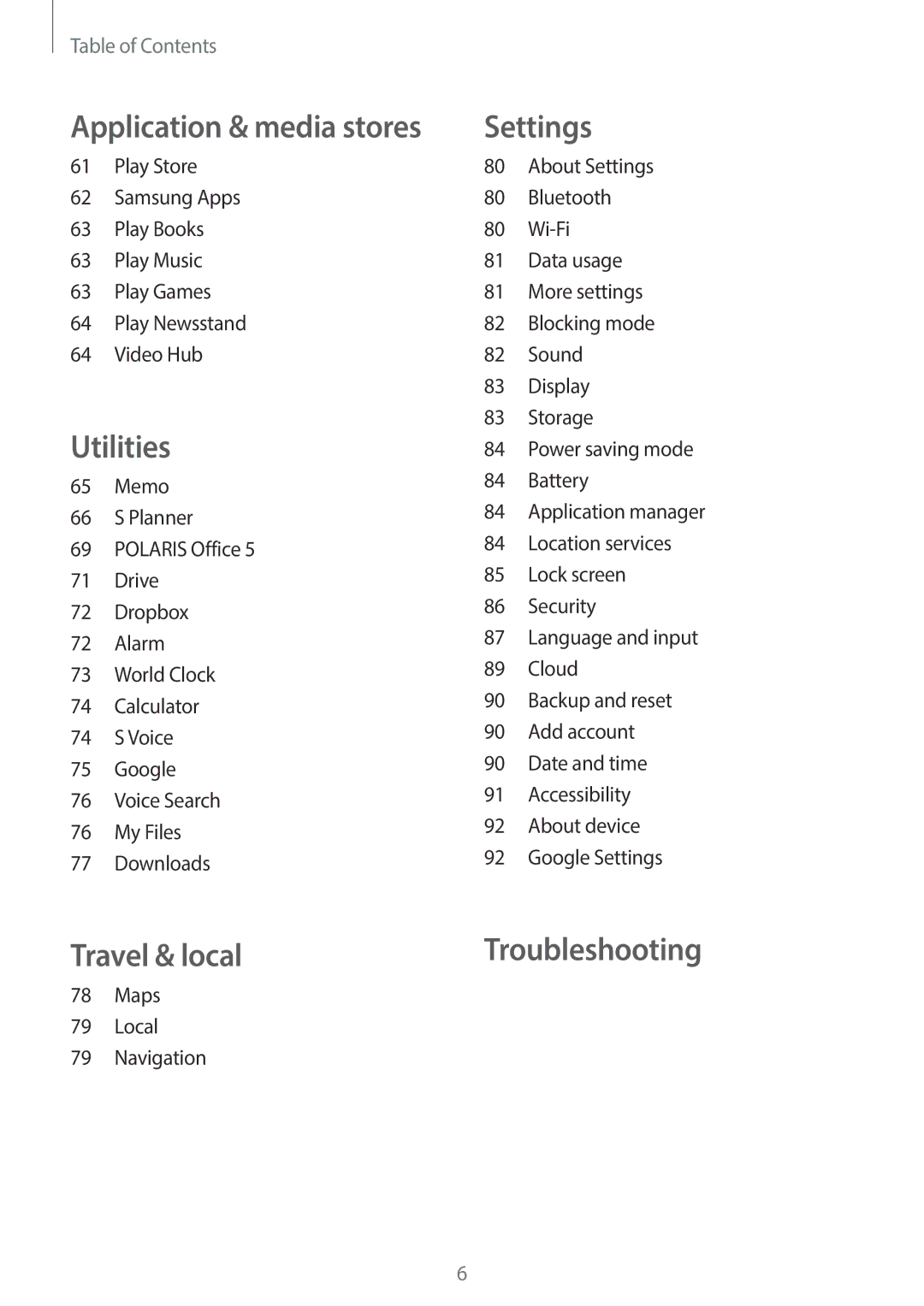 Samsung SM-T110 user manual Travel & local 