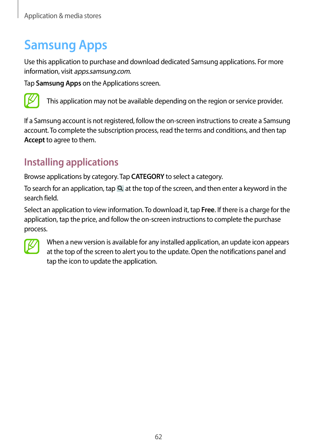 Samsung SM-T110 user manual Samsung Apps 