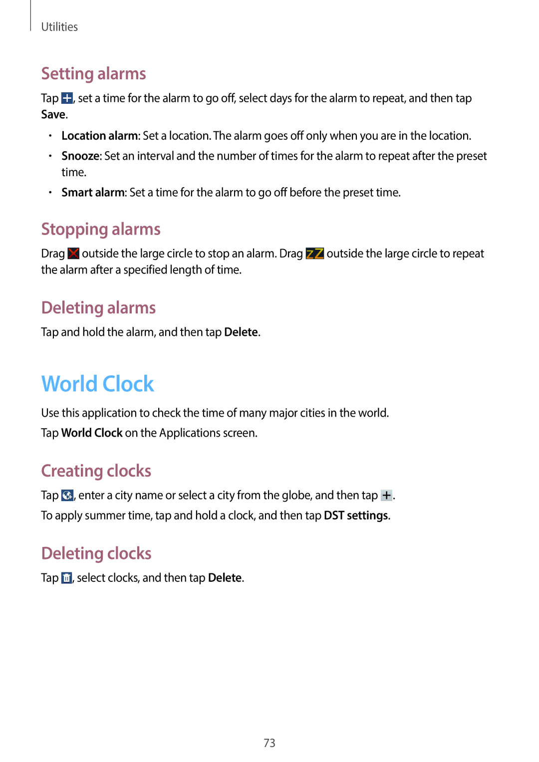 Samsung SM-T110 user manual World Clock 