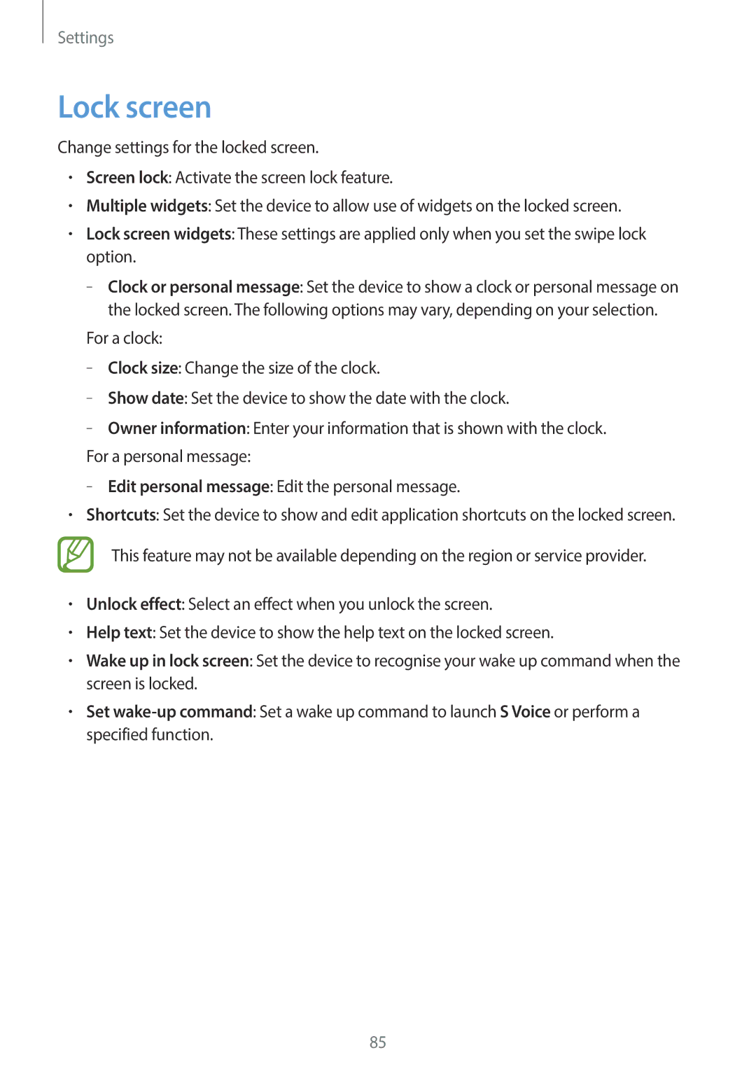 Samsung SM-T110 user manual Lock screen 