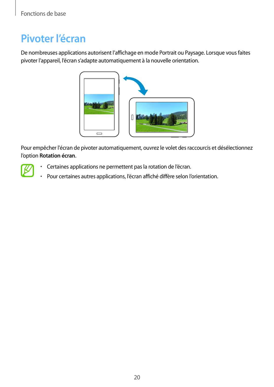 Samsung SM-T110XYKAXEF, SM-T110NYKAXEF, SM-T110NDWAXEF manual Pivoter l’écran 