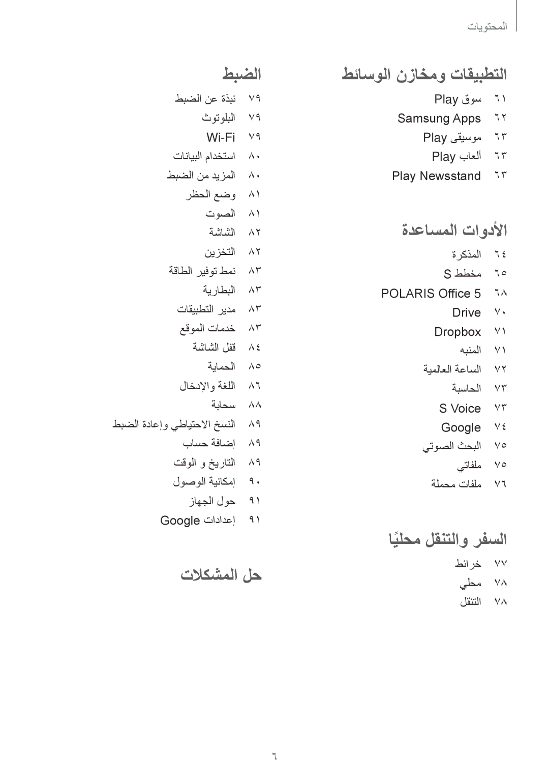 Samsung SM-T110XDWAAFR, SM-T110XYKAAFR, SM-T110NDWAKSA manual تلاكشملا لح 