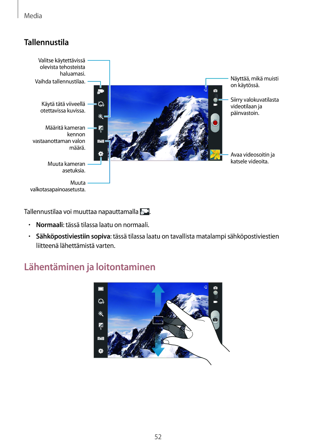 Samsung SM-T110NYKANEE, SM-T110XYKANEE, SM-T110NBGANEE, SM-T110NDWANEE manual Lähentäminen ja loitontaminen, Tallennustila 