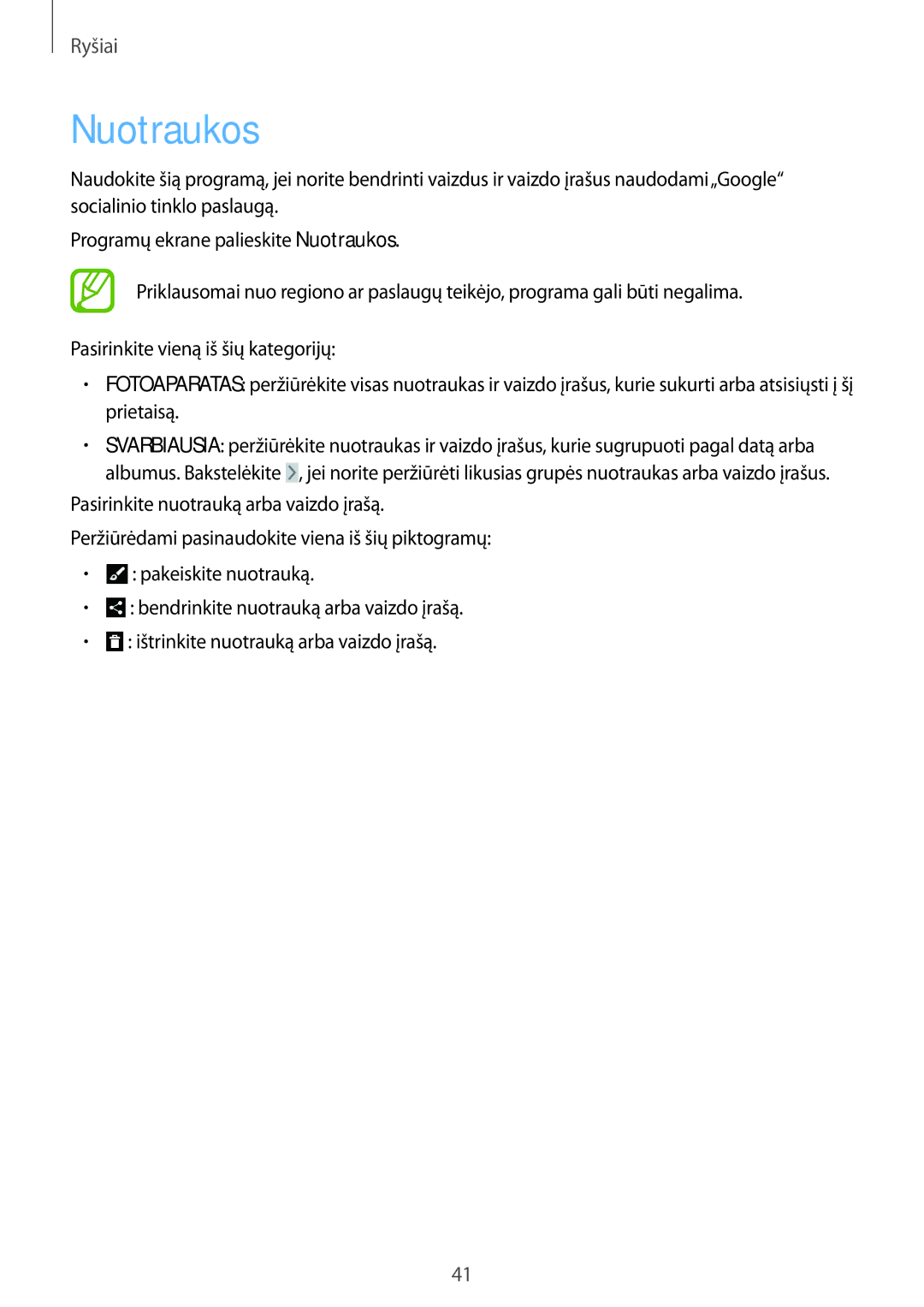 Samsung SM-T110XDWASEB, SM-T110XYKASEB, SM-T110NDWASEB, SM-T110NBGASEB, SM-T110NYKASEB, SM-T110NPIASEB manual Nuotraukos 