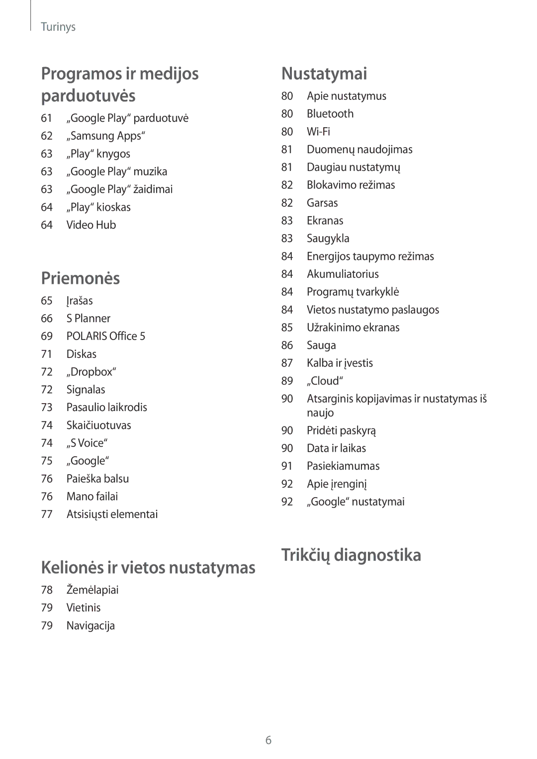 Samsung SM-T110XDWASEB, SM-T110XYKASEB, SM-T110NDWASEB, SM-T110NBGASEB, SM-T110NYKASEB, SM-T110NPIASEB manual Priemonės 