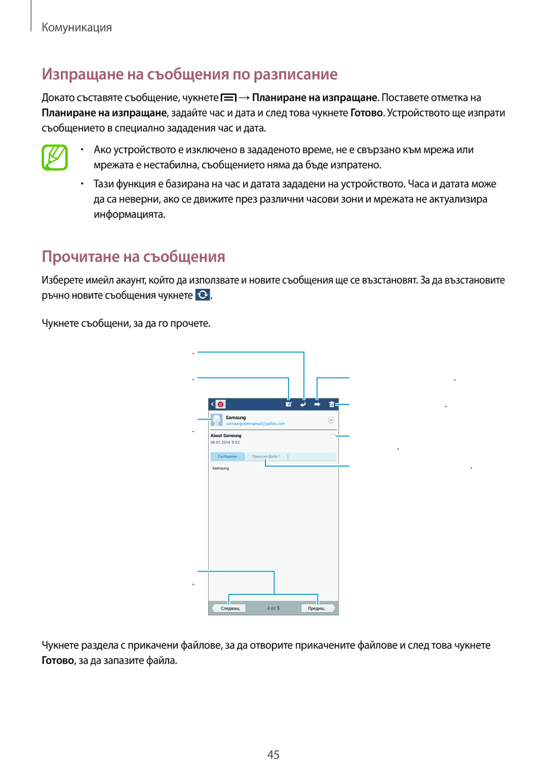 Samsung SM-T111NBGABGL, SM-T111NDWABGL, SM-T111NPIABGL, SM-T111NYKABGL manual Прочитане на съобщения 