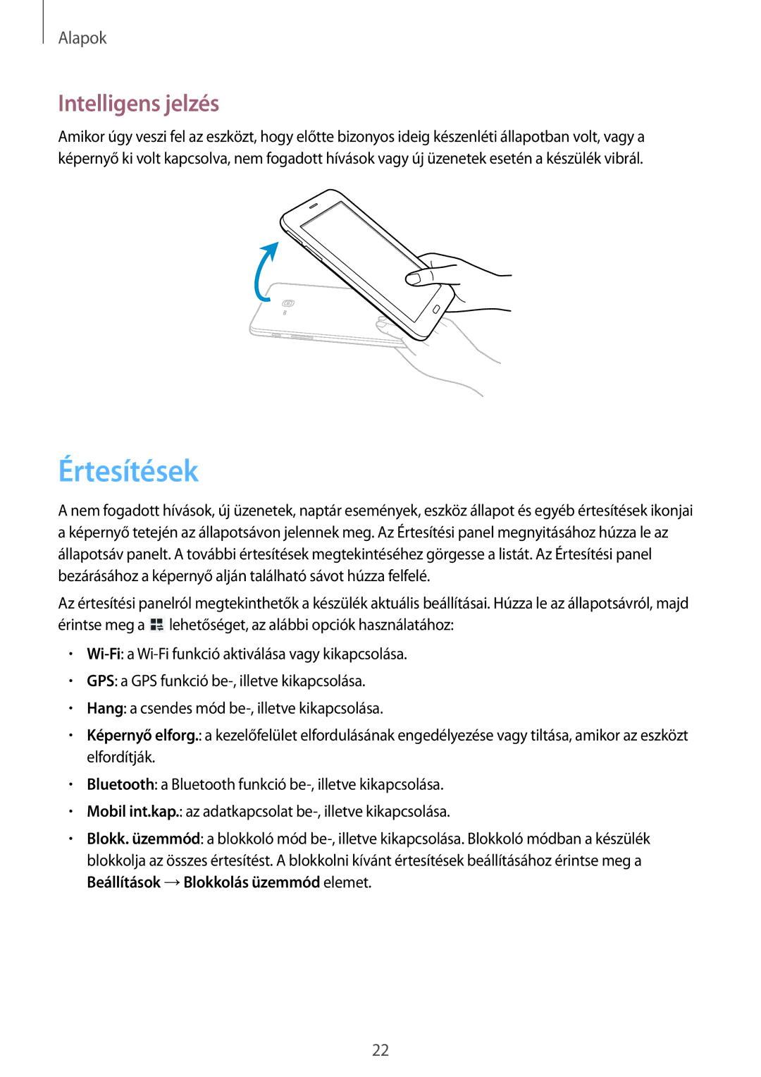 Samsung SM-T111NDWAXEZ, SM-T111NDWAEUR, SM2T111NDWATMH, SM-T111NDWAXEH, SM2T111NDWATMS manual Értesítések, Intelligens jelzés 