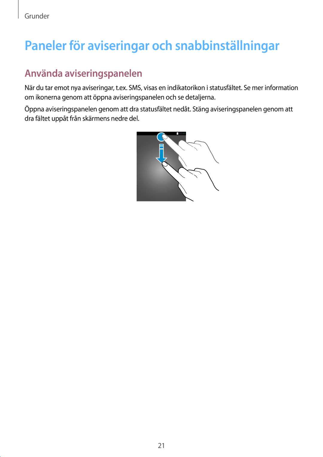 Samsung SM-T113NYKANEE, SM-T113NDWANEE manual Paneler för aviseringar och snabbinställningar, Använda aviseringspanelen 