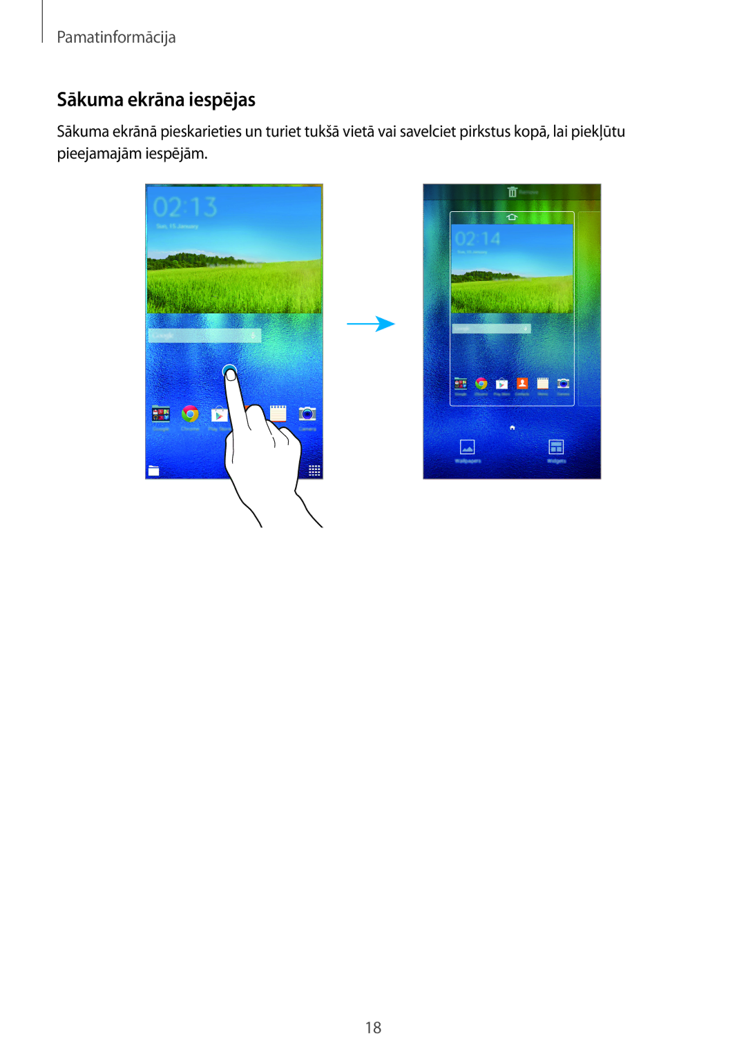 Samsung SM-T113NDWASEB, SM-T113NYKASEB manual Sākuma ekrāna iespējas 