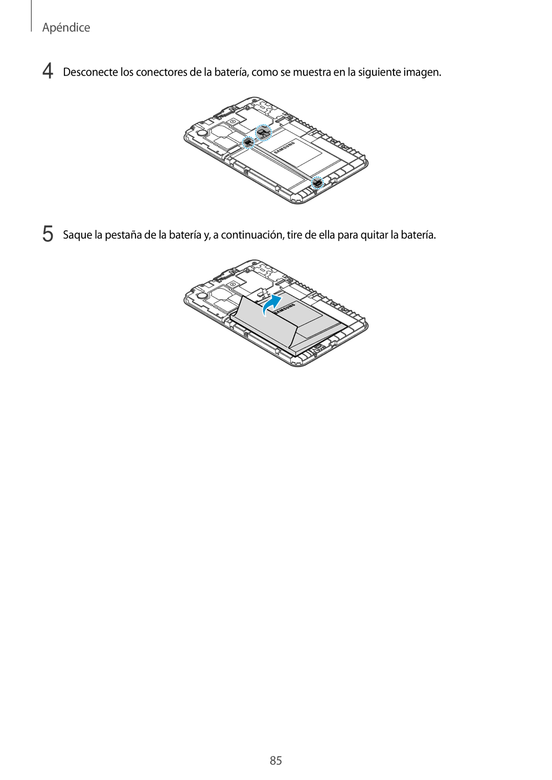 Samsung SM-T113NDWATPH, SM-T113NDWAMWD, SM-T113NYKAMWD, SM-T113NYKAPHE, SM-T113NDWAPHE manual Apéndice 