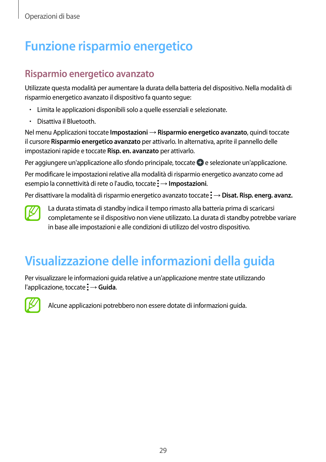 Samsung SM-T113NYKATUR, SM-T113NDWATUR manual Funzione risparmio energetico, Visualizzazione delle informazioni della guida 