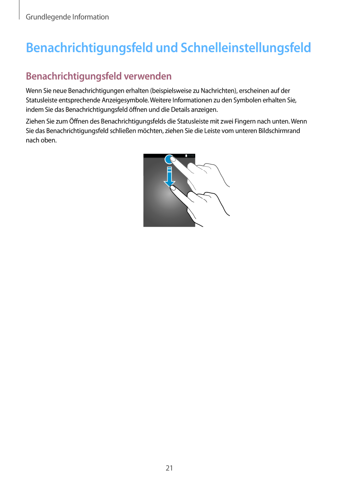 Samsung SM-T113NDWAXEF, SM-T113NDWATUR Benachrichtigungsfeld und Schnelleinstellungsfeld, Benachrichtigungsfeld verwenden 