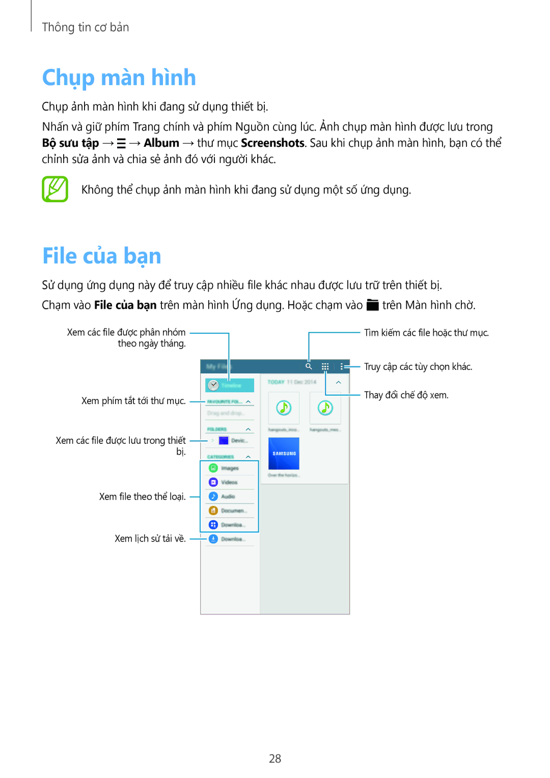 Samsung SM-T113NDWUXXV, SM-T113NYKUXXV manual Chụp màn hình, File của bạn 