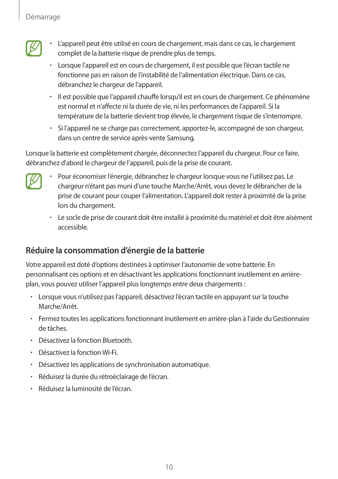 Samsung SM-T113NYKAXEF, SM-T113NDWAXEF manual Réduire la consommation d’énergie de la batterie 