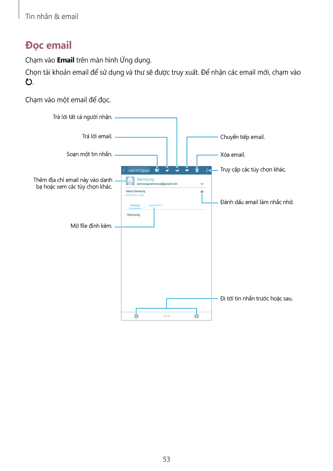 Samsung SM-T116NYKUXXV, SM-T116NDWUXXV manual Đọc email 