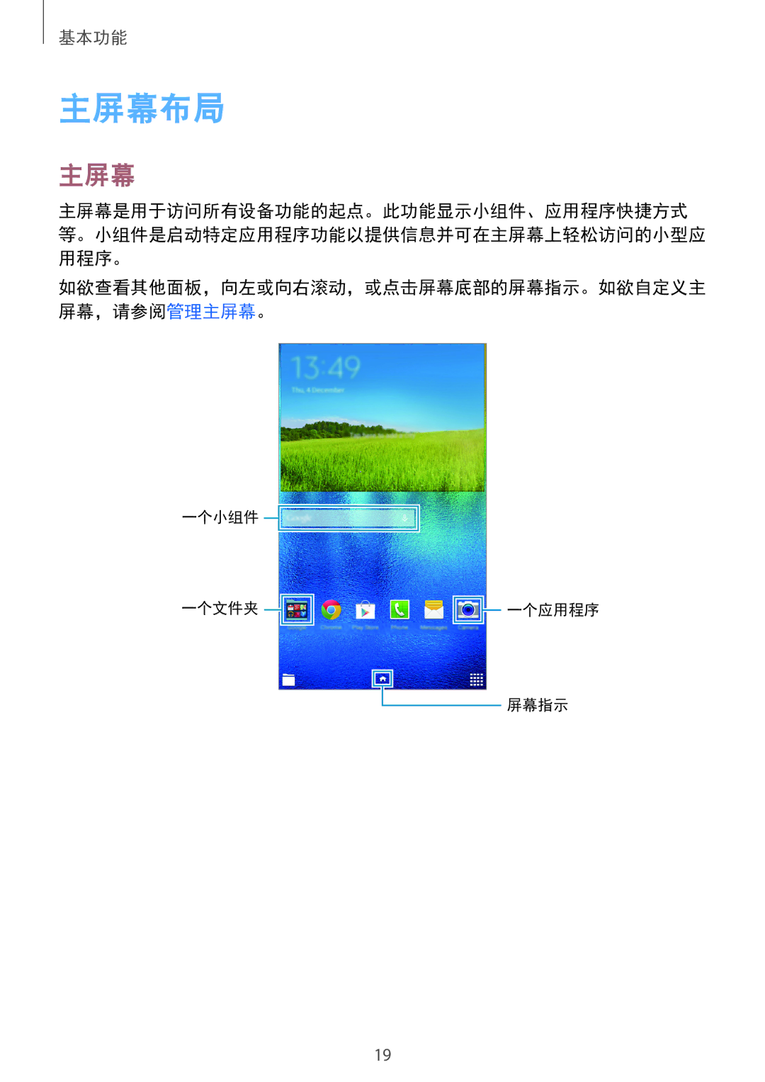 Samsung SM-T116NYKUXXV, SM-T116NDWUXXV manual 主屏幕布局 