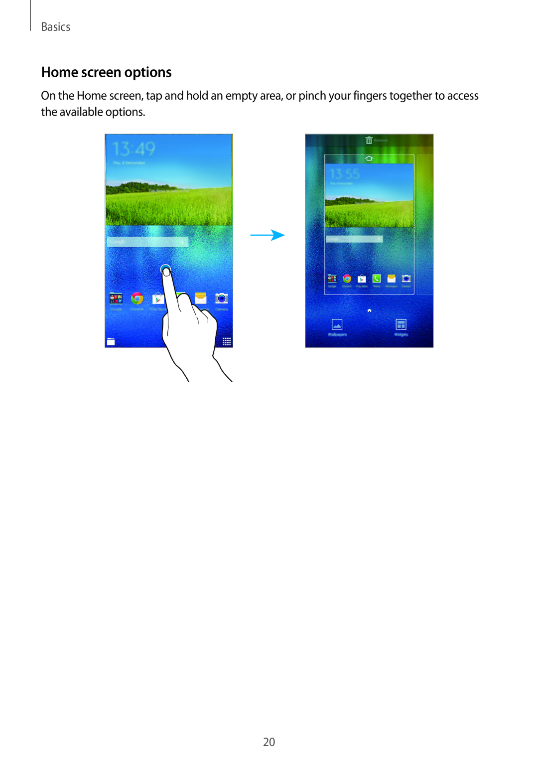 Samsung SM-T116NDWUXXV, SM-T116NYKUXXV manual Home screen options 