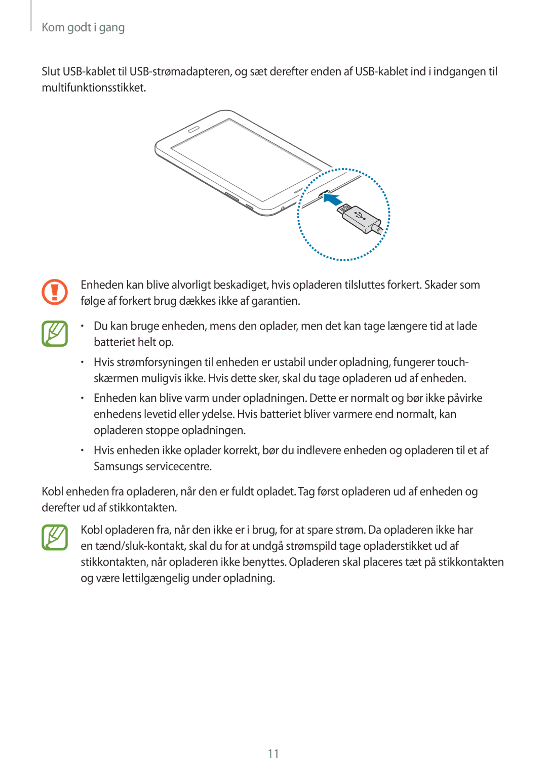 Samsung SM-T116NDWANEE, SM-T116NYKANEE manual Kom godt i gang 