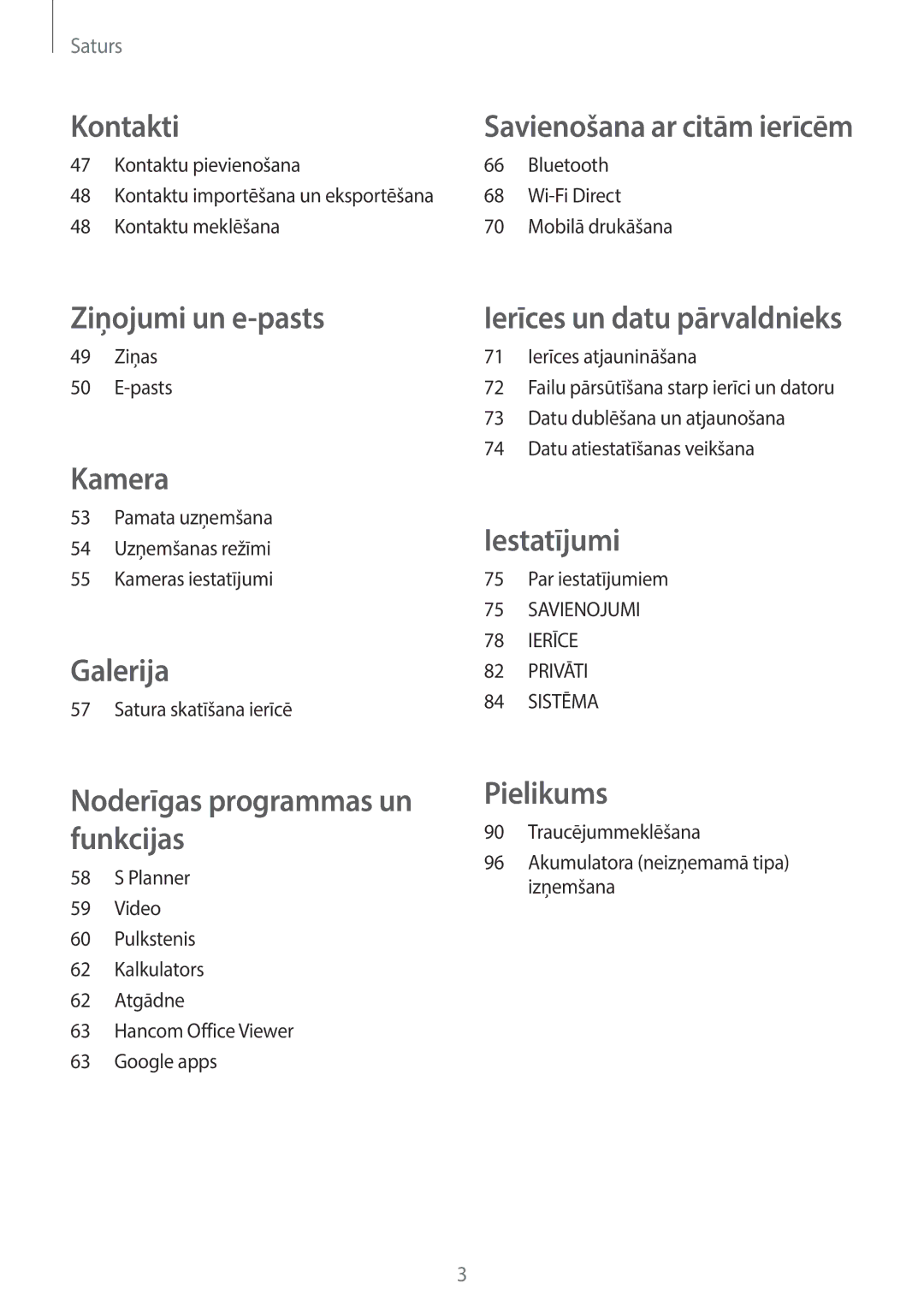 Samsung SM-T116NDWASEB, SM-T116NYKASEB manual Ziņojumi un e-pasts 