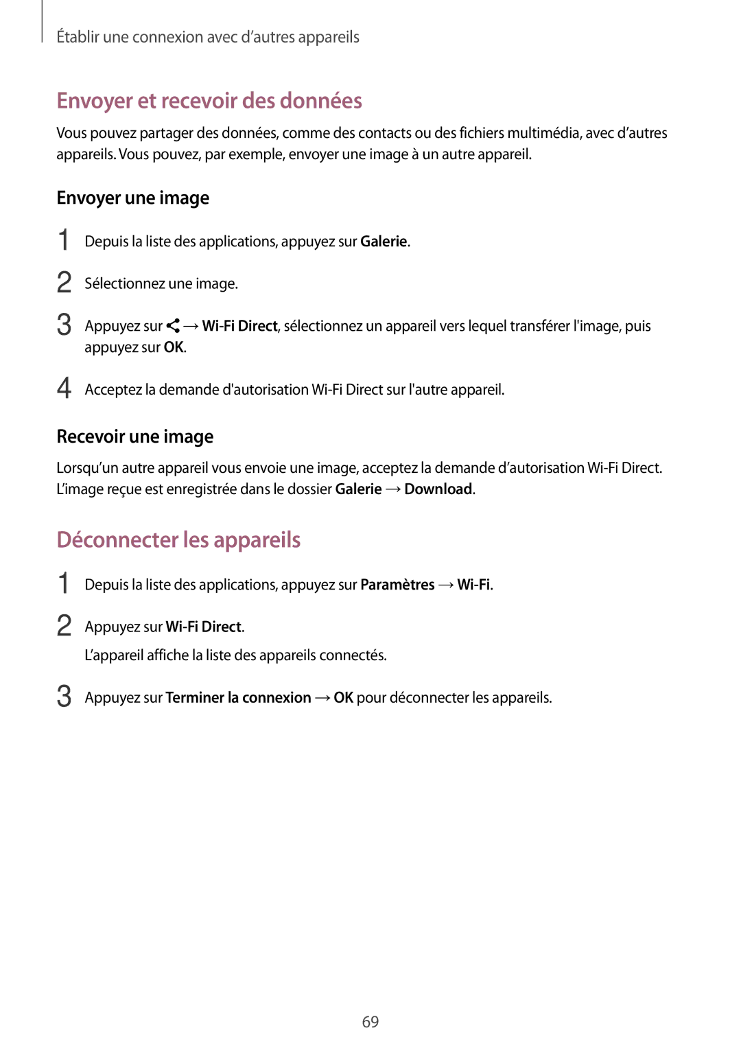 Samsung SM-T116NYKAXEF manual Déconnecter les appareils 