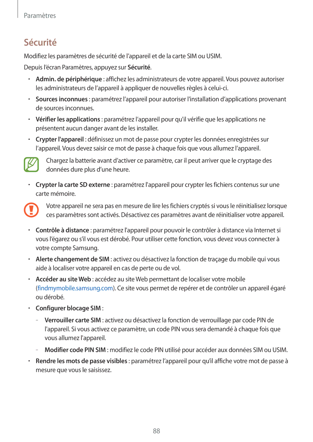 Samsung SM-T116NYKAXEF manual Sécurité, Configurer blocage SIM 