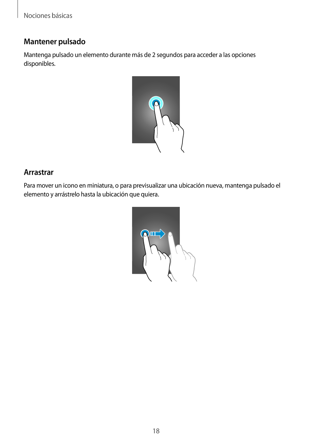 Samsung SM-T2100GNAPHE, SM-T2100MKADBT, SM-T2100ZWAXEO, SM-T2100ZWATPH, SM-T2100MKATPH manual Mantener pulsado, Arrastrar 
