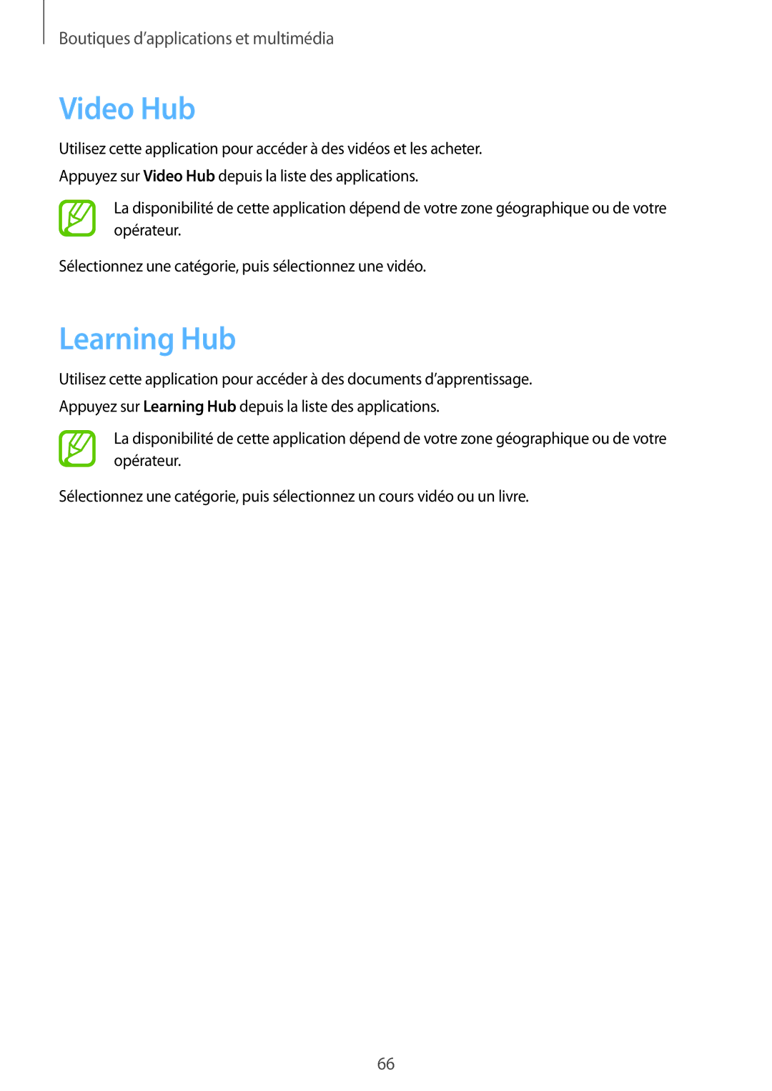 Samsung SM-T2100ZWABGL, SM-T2100GNABGL, SM-T2100MKABGL manual Video Hub, Learning Hub 