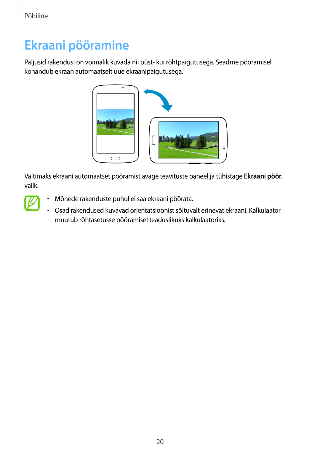 Samsung SM-T2100ZWASEB, SM-T2100MKASEB manual Ekraani pööramine 