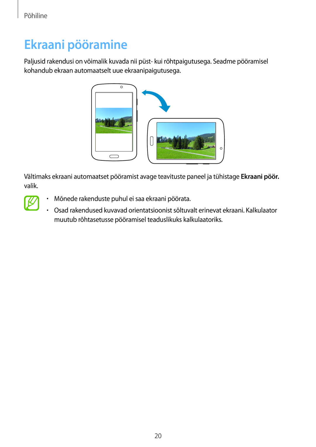 Samsung SM-T2100ZWASEB, SM-T2100MKASEB manual Ekraani pööramine 