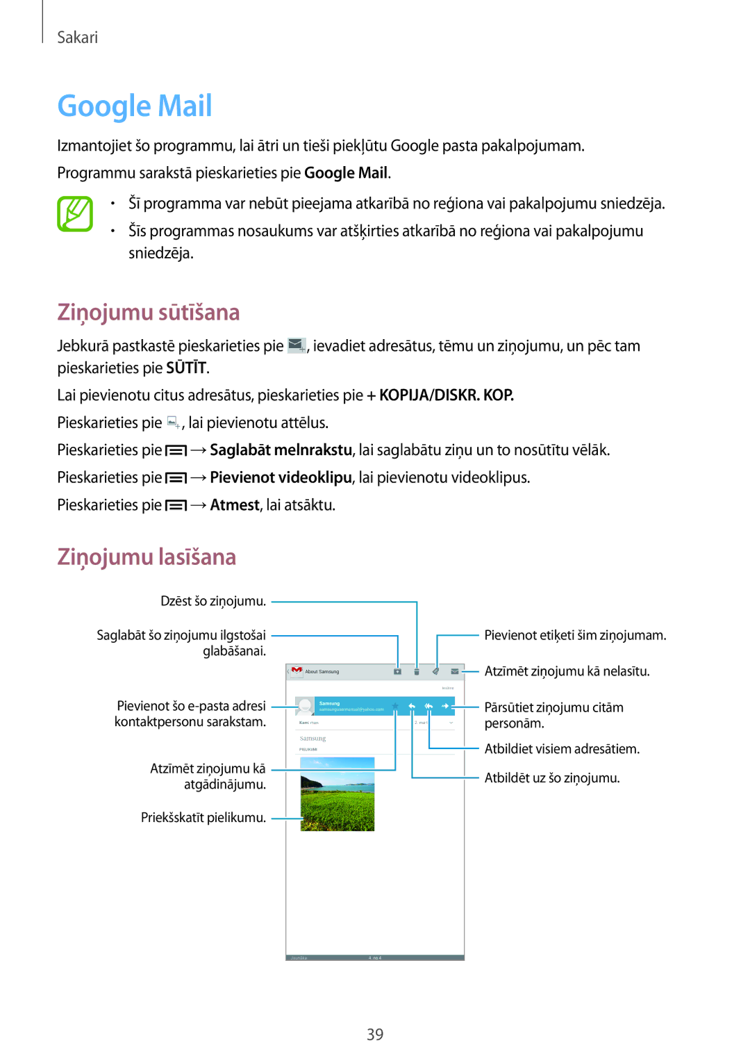 Samsung SM-T2100MKASEB, SM-T2100ZWASEB manual Google Mail, Dzēst šo ziņojumu 