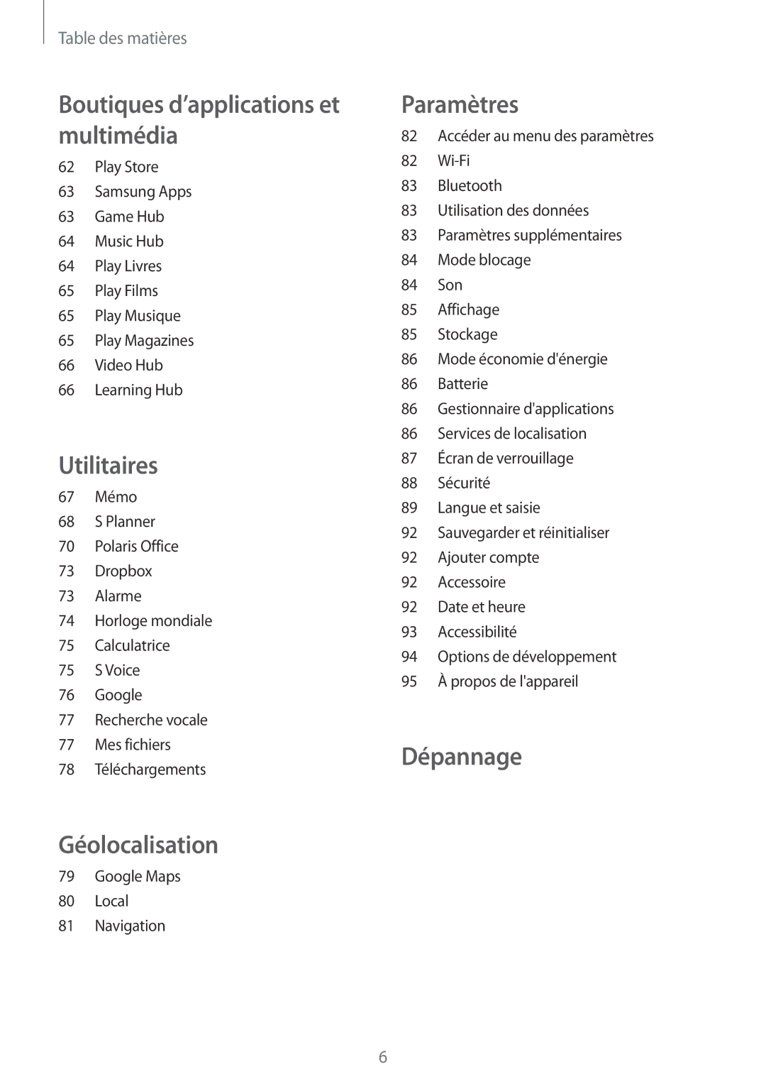 Samsung SM-T2100GRAXEF, SM-T2100ZWAXEF, SM-T2100ZWZXEF, SM-T2100MKAXEF, SM-T2100ZWAFTM manual Géolocalisation 