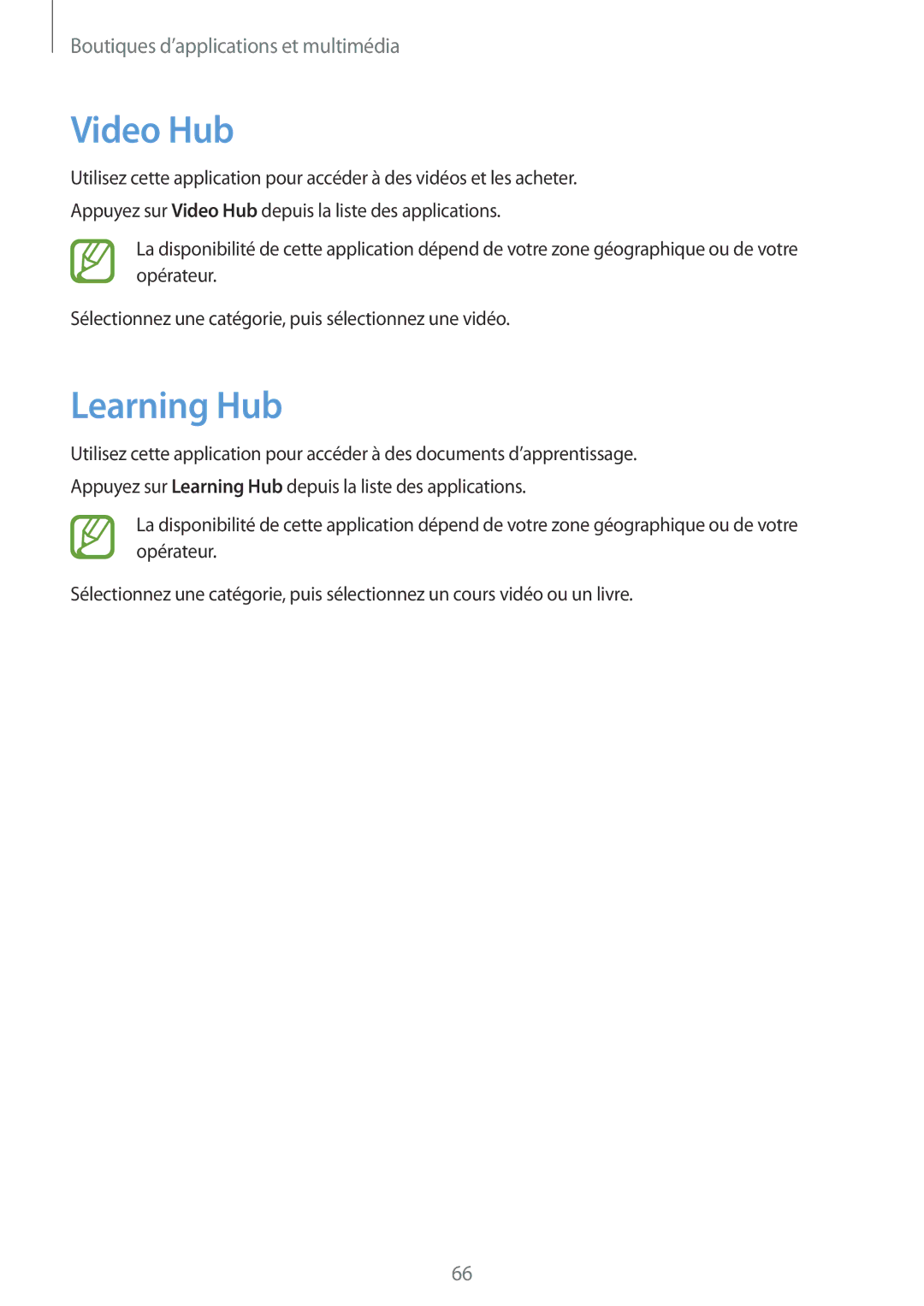 Samsung SM-T2100GRAXEF, SM-T2100ZWAXEF, SM-T2100ZWZXEF, SM-T2100MKAXEF, SM-T2100ZWAFTM manual Video Hub, Learning Hub 