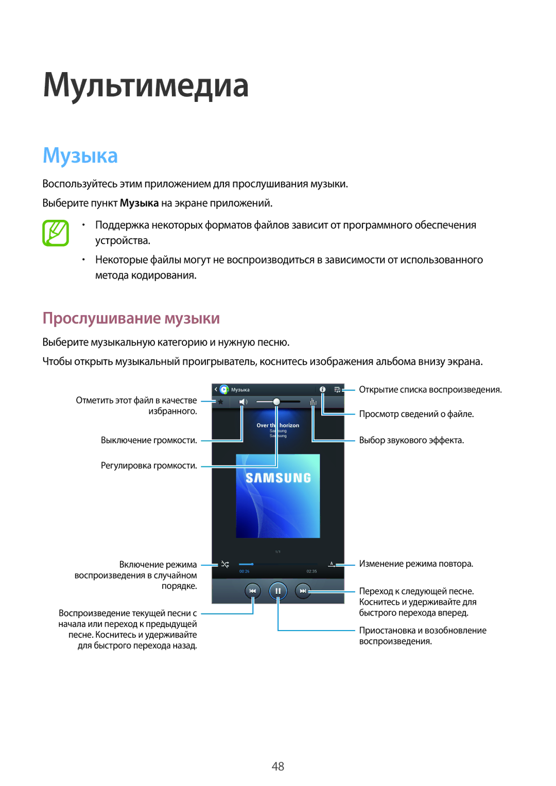 Samsung SM-T2105GYASEB, SM-T2105GYASER manual Мультимедиа, Музыка, Прослушивание музыки 