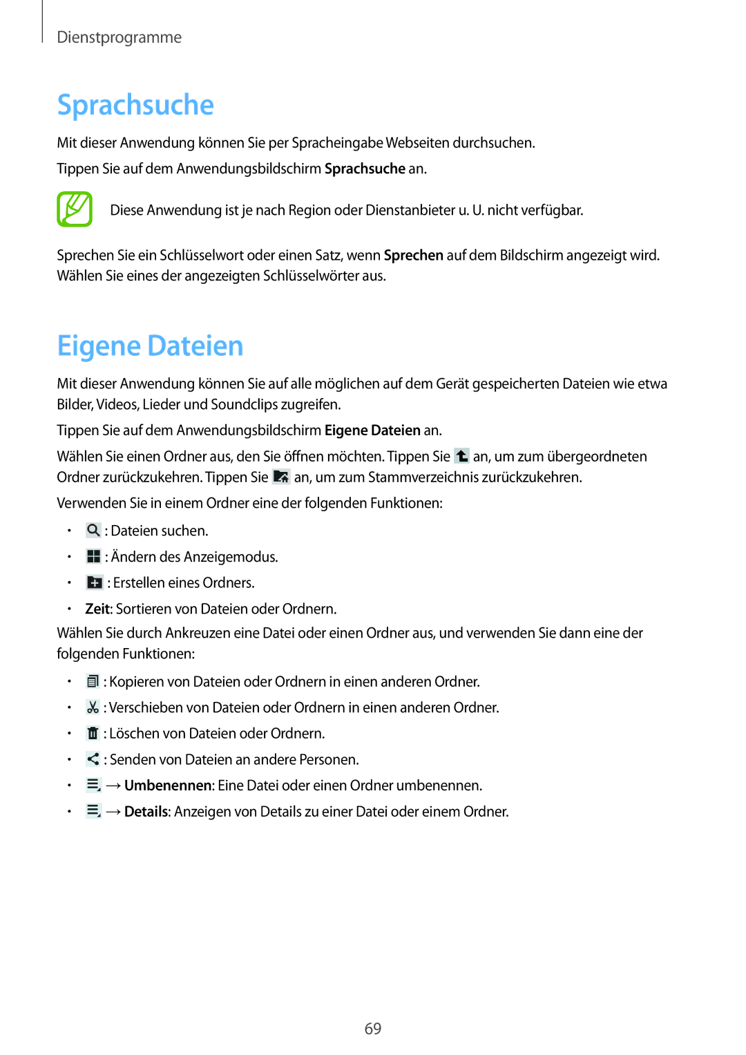 Samsung SM-T2105GYADBT, SM-T2105GYATUR, SM-T2105GYZTUR, SM-T2105GYATPH, SM-T2105GYAATO, SM-T2105GYAXEF manual Sprachsuche 