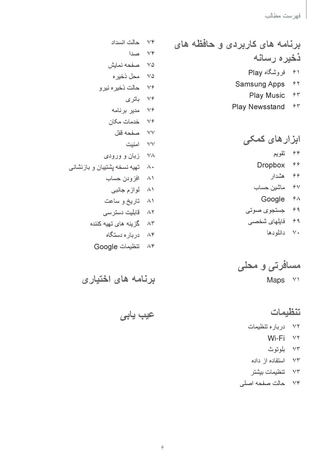 Samsung SM-T2105GYZEGY, SM-T2105GYAECT, SM-T2105GYZKSA, SM-T2105GYZTHR, SM-T2105GYZTMC manual یرایتخا یاه همانرب یبای بیع 