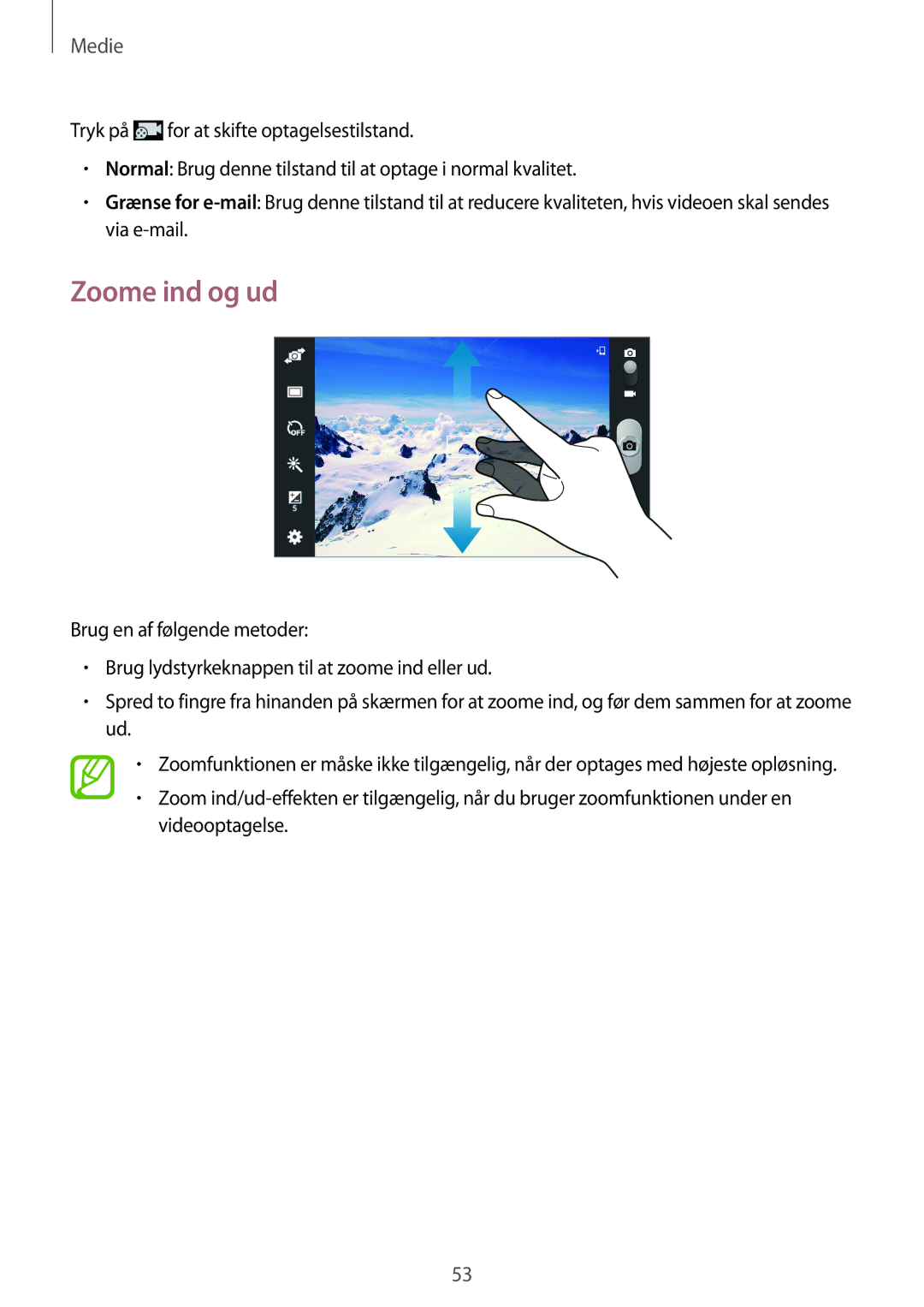 Samsung SM-T2105GYANEE, SM-T2105GYZNEE manual Zoome ind og ud 