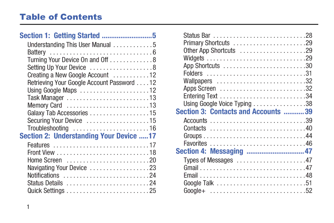 Samsung SM T210RZWYXAR, SM-T210RGNYXAR, SMT210RZWYXAR, SMT210RGNYXAR user manual Table of Contents 